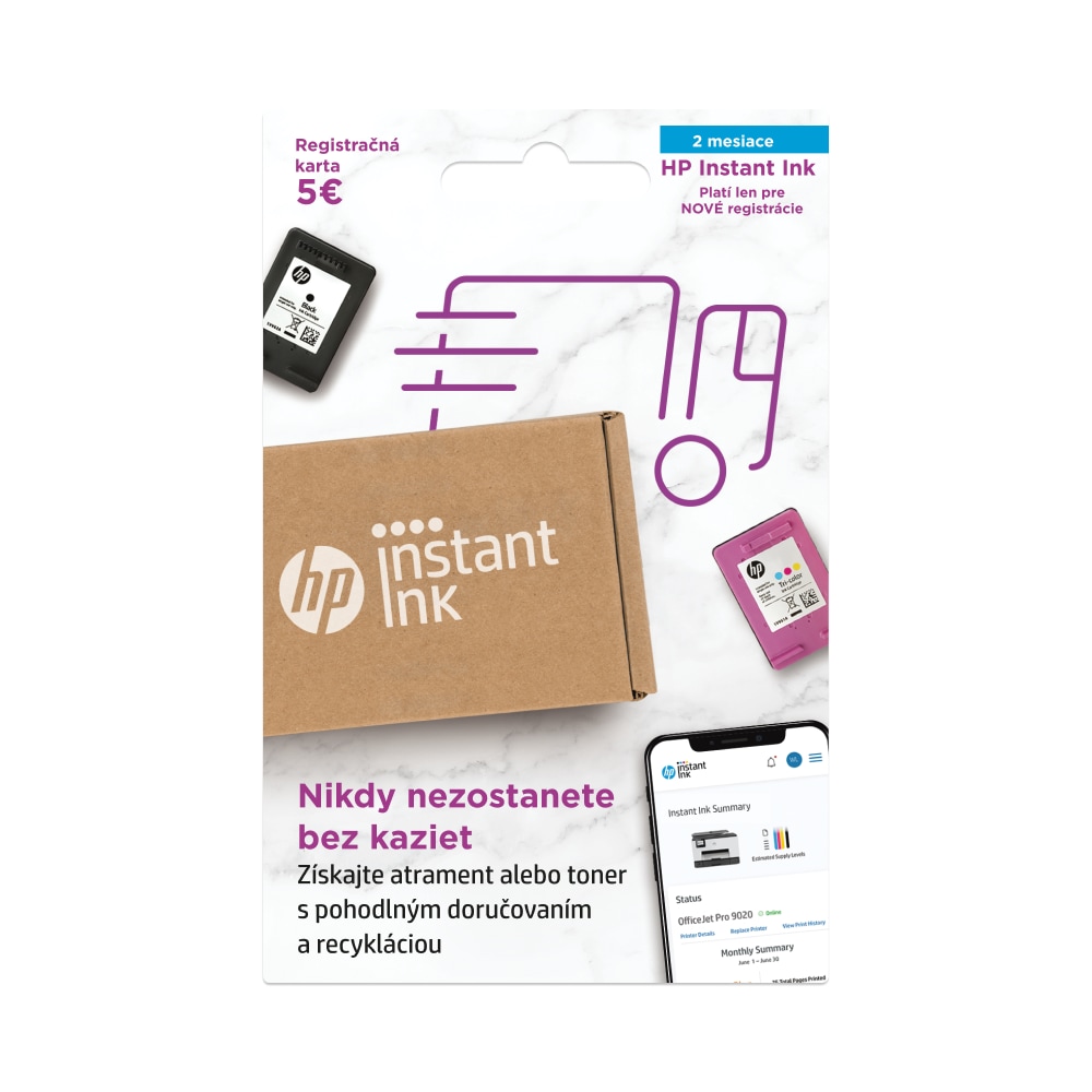 HP Instant Ink - 2 mesiace (registračná karta) (6E7C3AE)