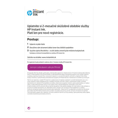 HP Instant Ink - 2 mesiace (registračná karta) (6E7C3AE)